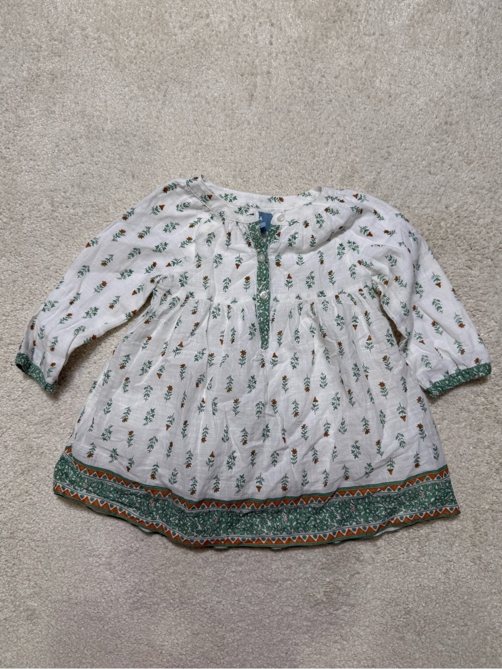 Baby Gap White Floral Peasant Cotton Dress Boho Size 6-12 Months